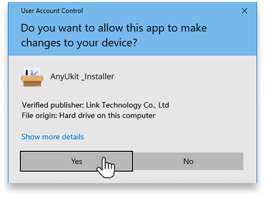 Click "Yes" to continue